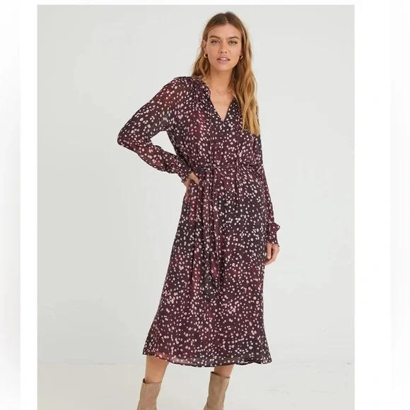 Cloth & Stone Long Sleeve Ruffle Midi Dress - Picture 2 of 5